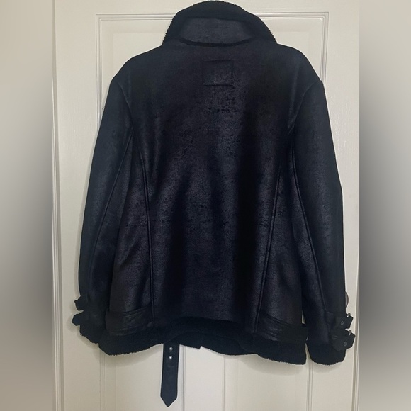 American Eagle Faux Suede Shearling Lined Distressed Moto Jacket,  Bl,  Sz XL - Picture 11 of 16
